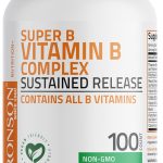 Bronson Super B Vitamin B Complex Sustained Slow Release (Vitamin B1, B2, B3, B6, B9 - Folic Acid, B12) Contains All B Vitamins 100 Tablets