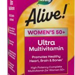 Nature’s Way Alive! Women’s 50+ Ultra Potency Complete Multivitamin, High Potency Formula, Promotes Healthy Heart, Brain, Bones*, with Methylated B12, Gluten-Free, 60 Tablets (Packaging May Vary)